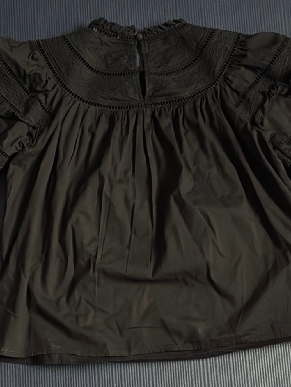 & Other Stories Black Ruffled Bib Collar top sz 8